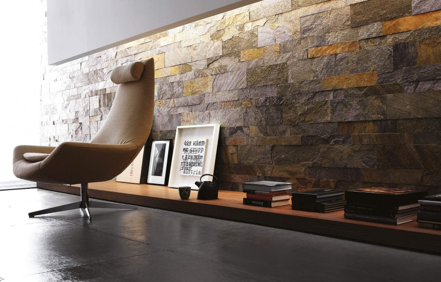 Каменный шпон в интерьере