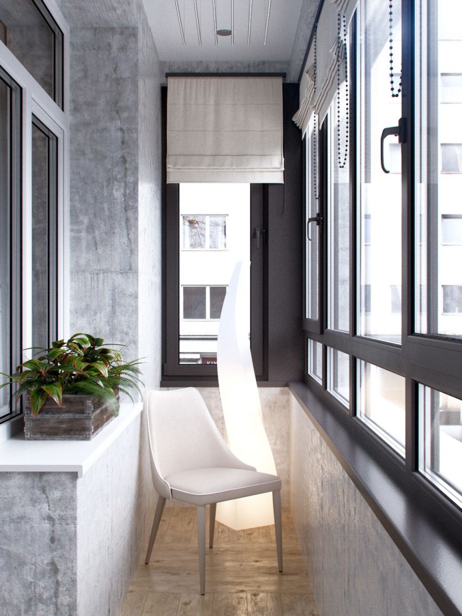 Спальня с кабинетом на балконе