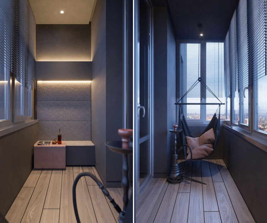 Уютный балкон в стиле лофт