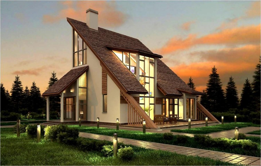 Красивый дом с мансардой