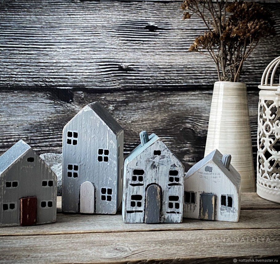 Деревянные домики новогодние Сканди