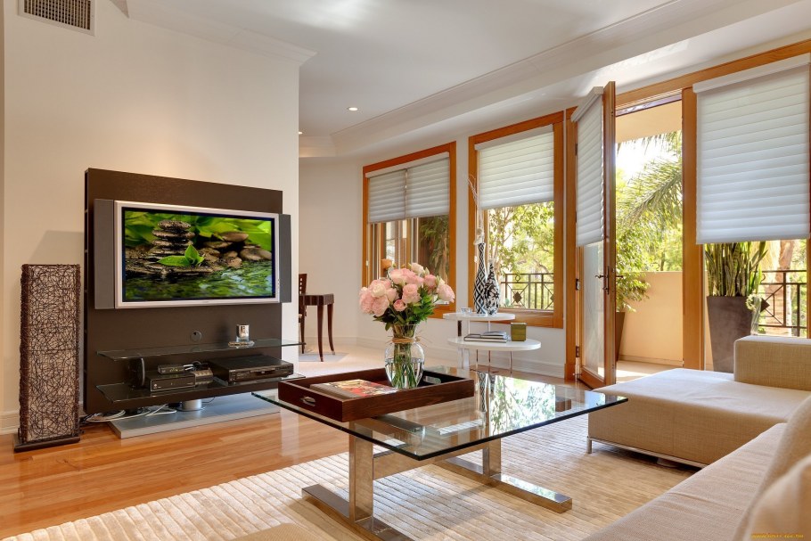 Гостиная с большим телевизором