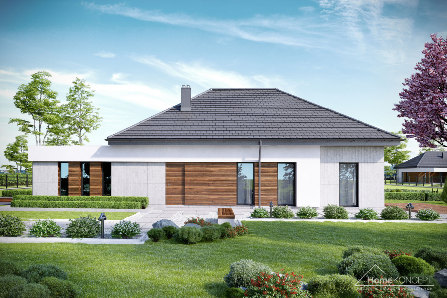 Белый одноэтажный дом