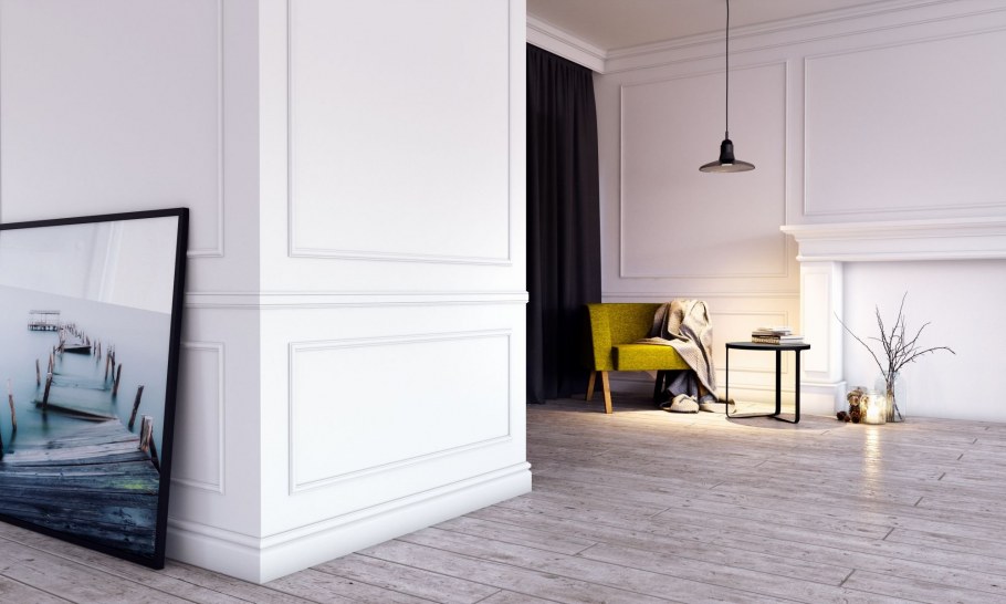 Белые молдинги в интерьере