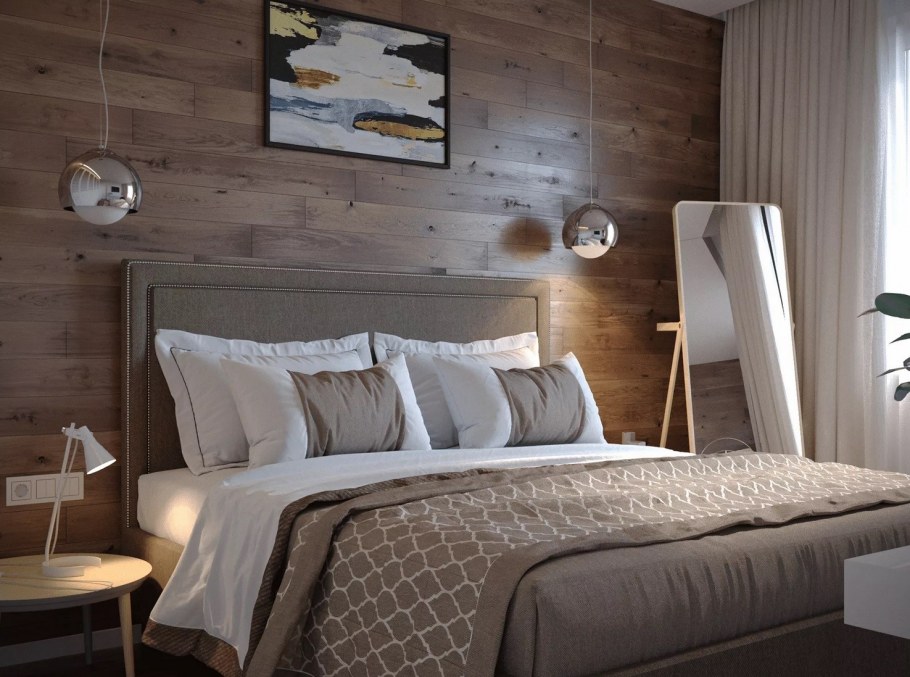 Имитация бруса в спальне