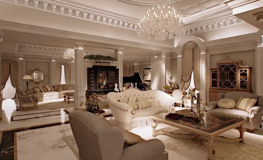 Роскошная гостиная в классическом стиле