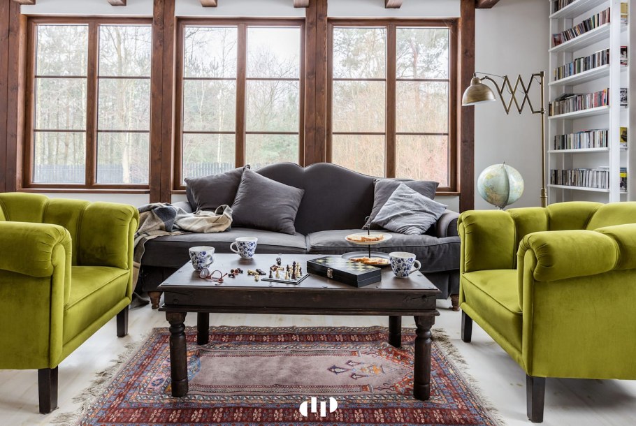 Хюгге интерьере зеленых оттенка