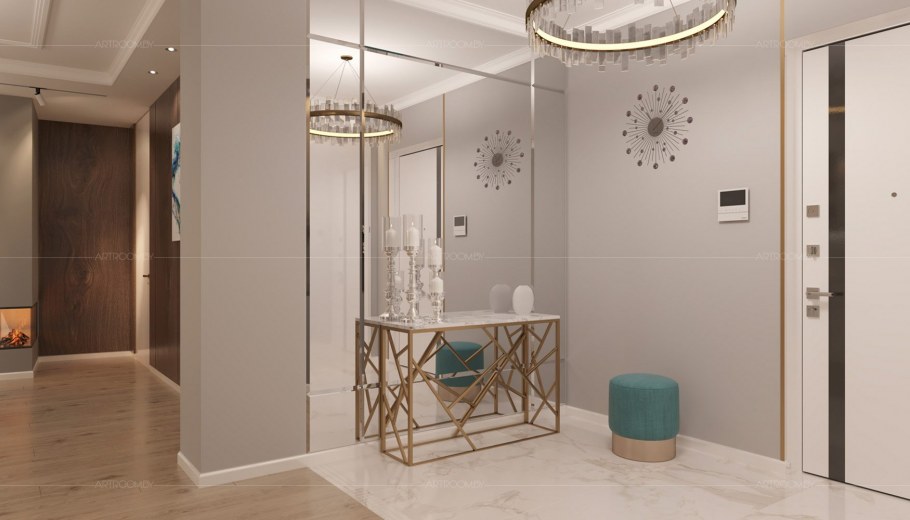 Зеркальное панно в прихожей