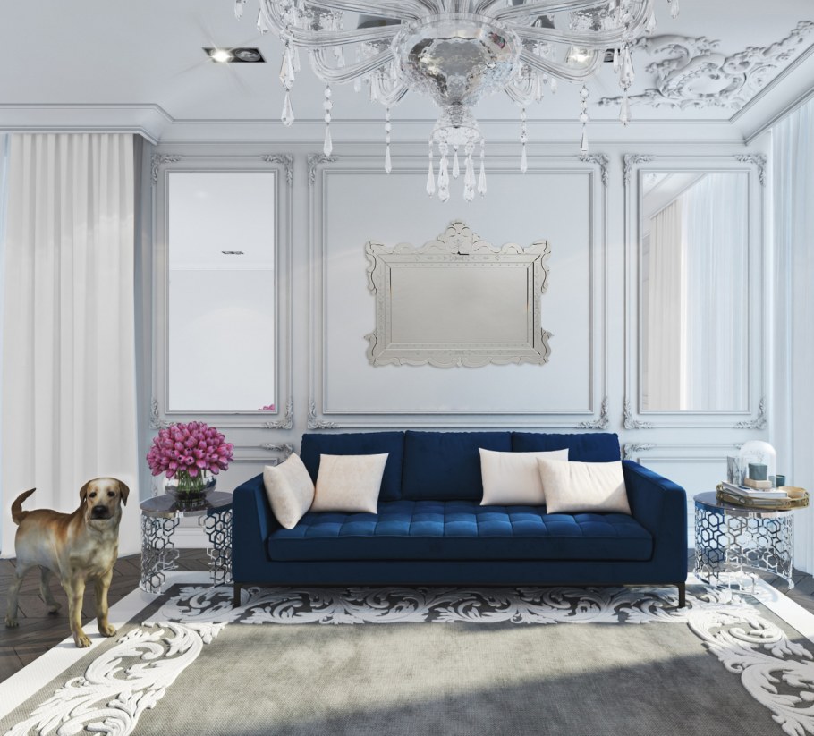 Зеркальное панно в гостиной