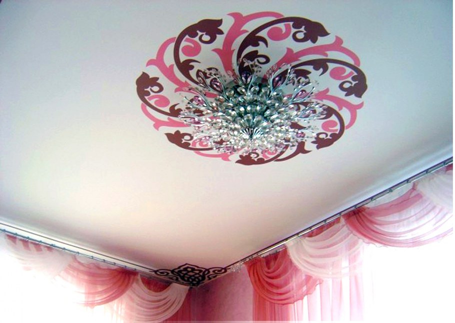 Натяжные потолки с узорами для зала