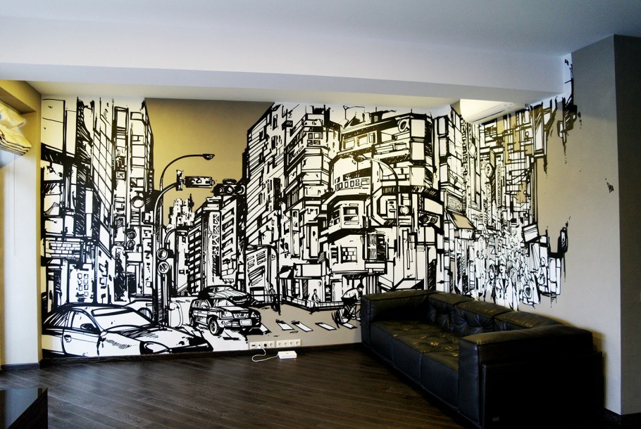 Милитари стиль в интерьере роспись стен