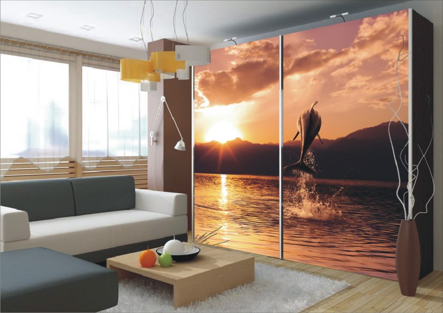 Шкаф с фотопечатью в интерьере