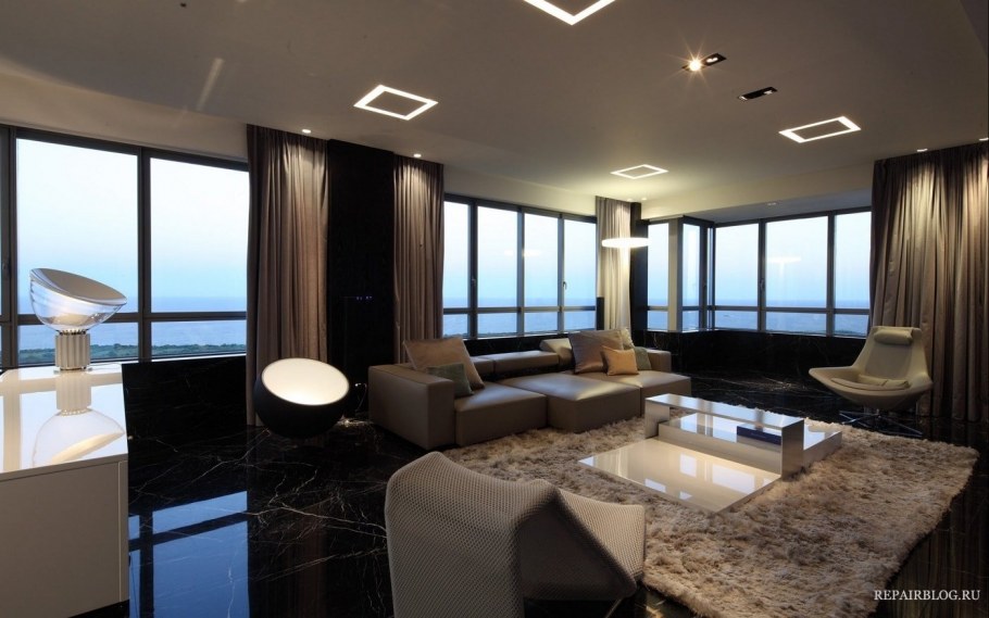Гостиная с панорамными окнами