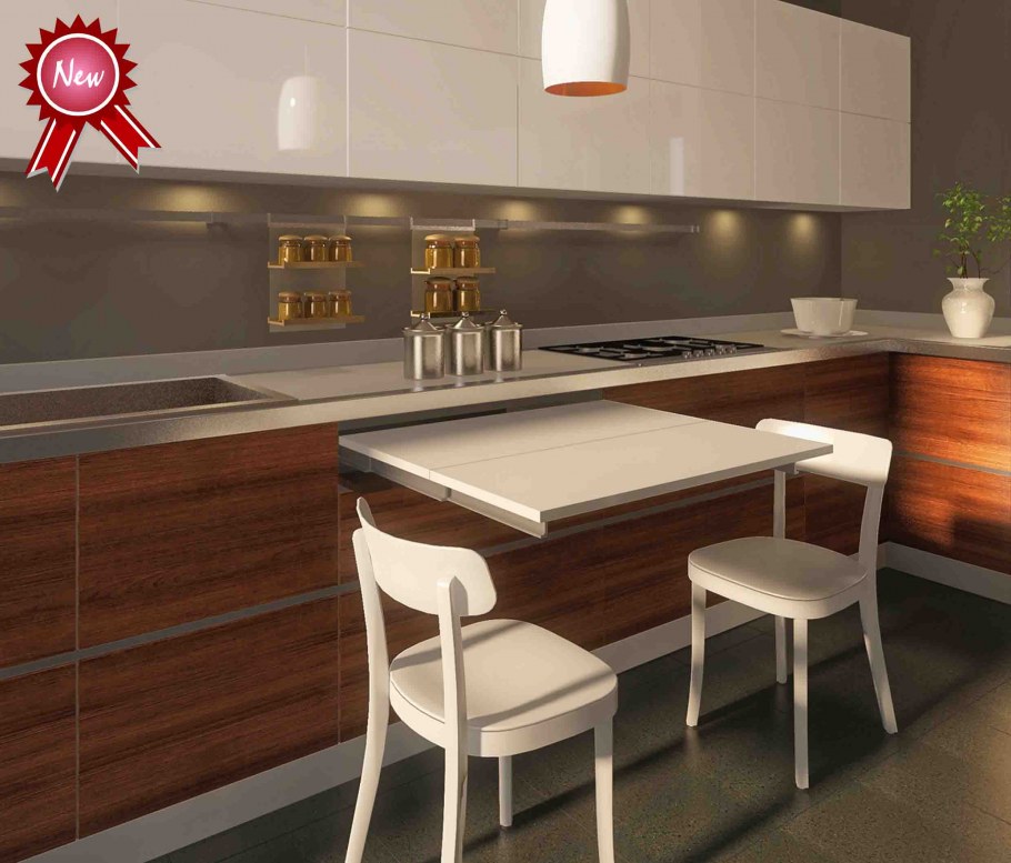 Кухня с барной стойкой у окна для маленькой кухни