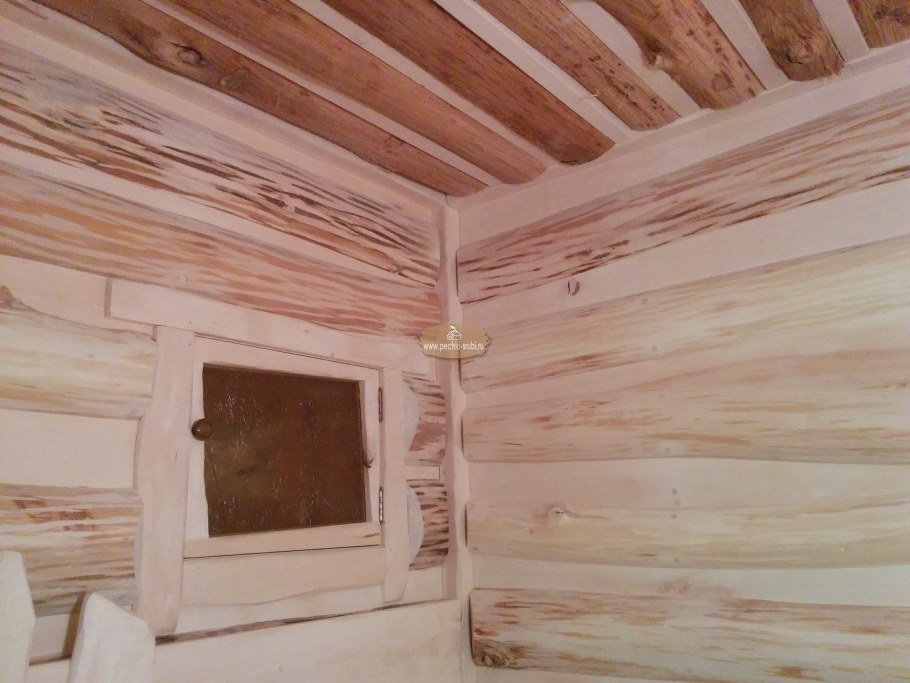 Отделка бани из необрезной доски