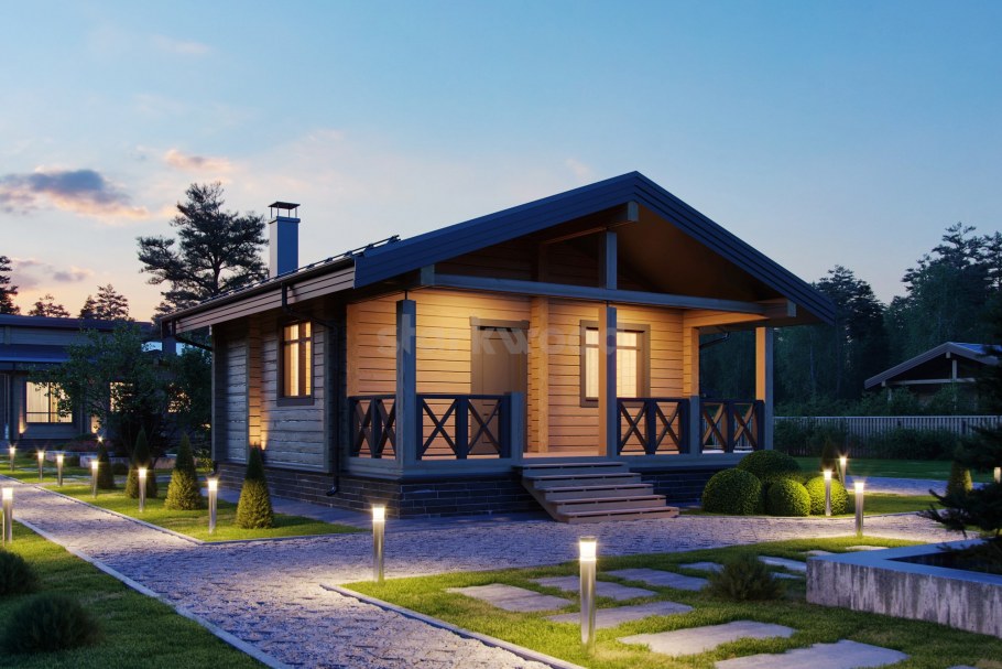 Одноэтажный дом из клееного бруса до 80 кв.м