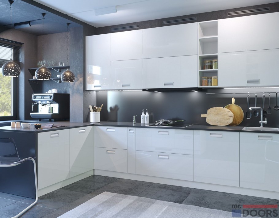 Бело серая кухня