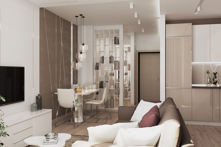 Интерьеры квартир студий в кофейных тонах