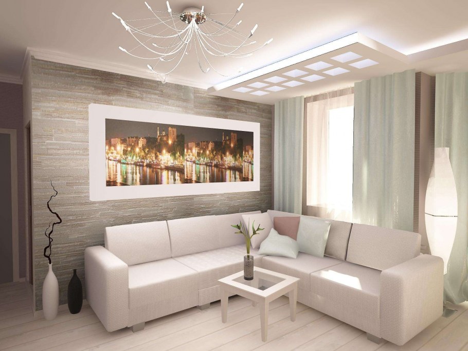 Гостиная в светло зеленых тонах