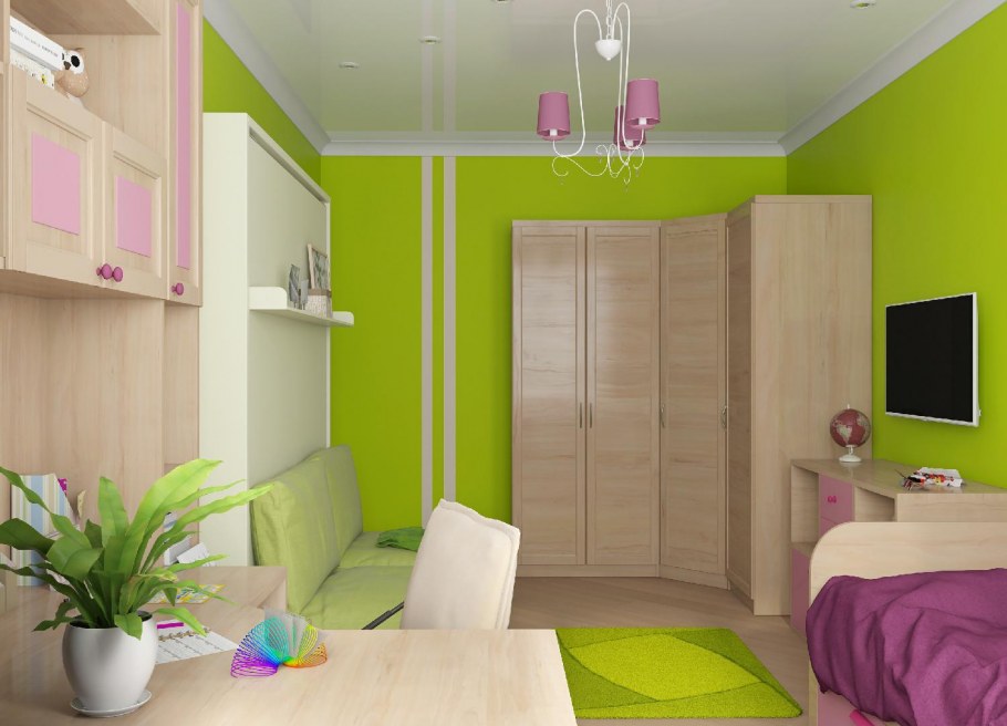 Интерьер квадратной детской комнаты