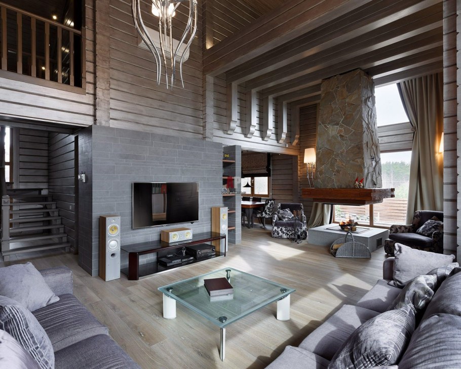 Дом Шале из клееного бруса интерьер