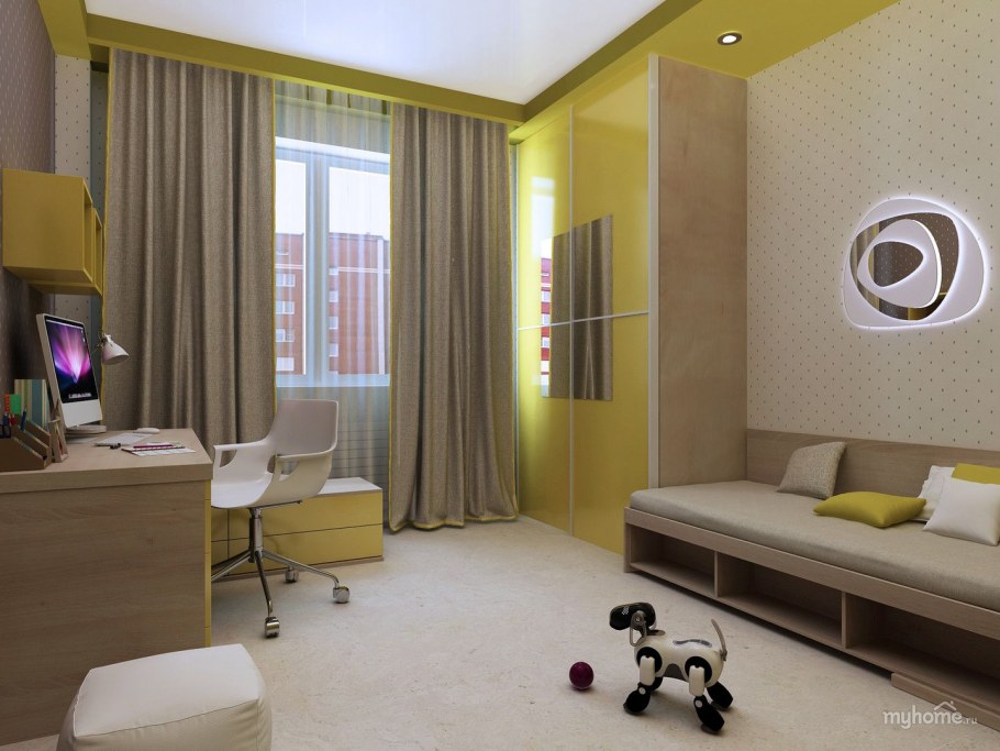 Подростковая комната в бежевых тонах