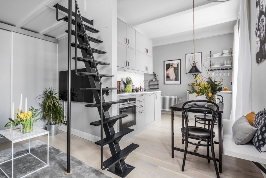 Лестница лофт в антресольный этаж