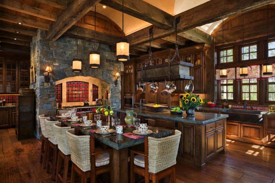 Кухня-гостиная в стиле Кантри