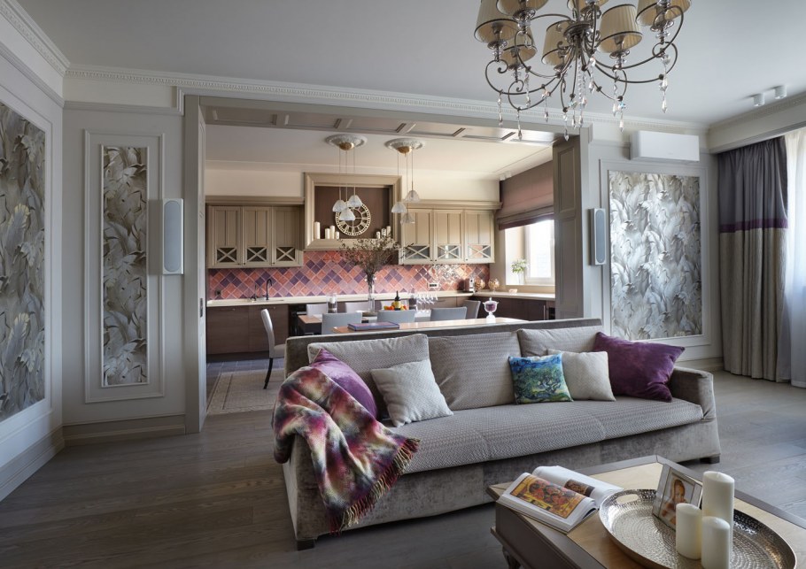 Гостиная Неоклассика в серых тонах