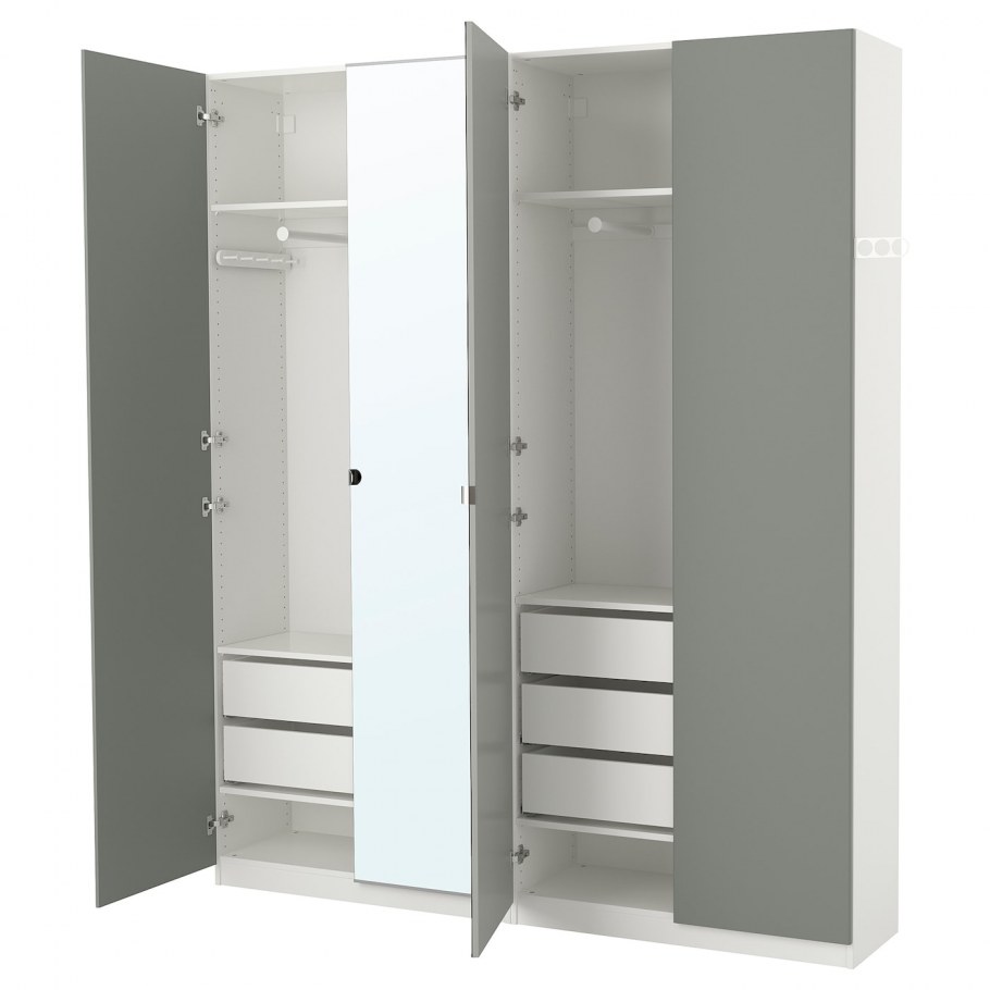 ПАКС гардероб, белый, Репвог дубовый шпон