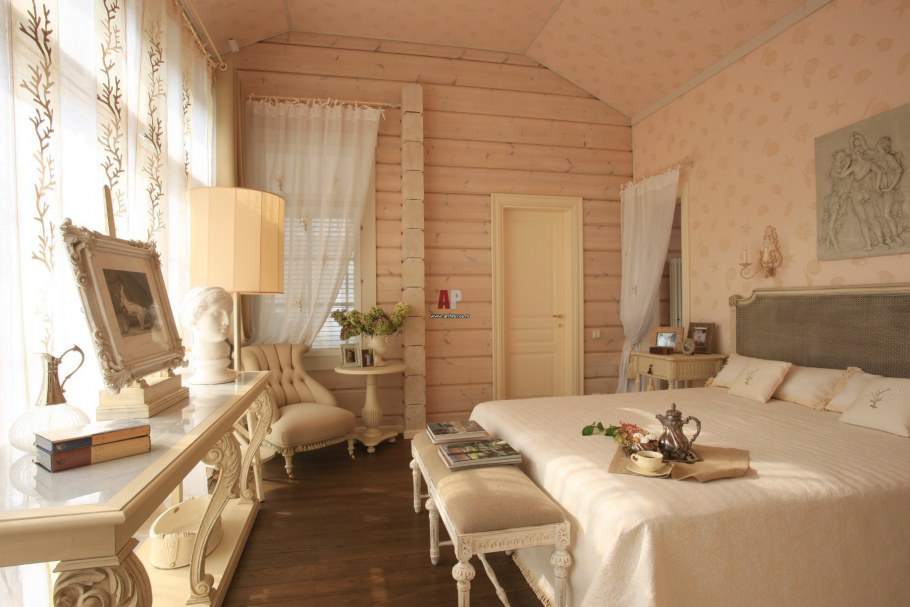 Кухня гостиная в доме из бруса