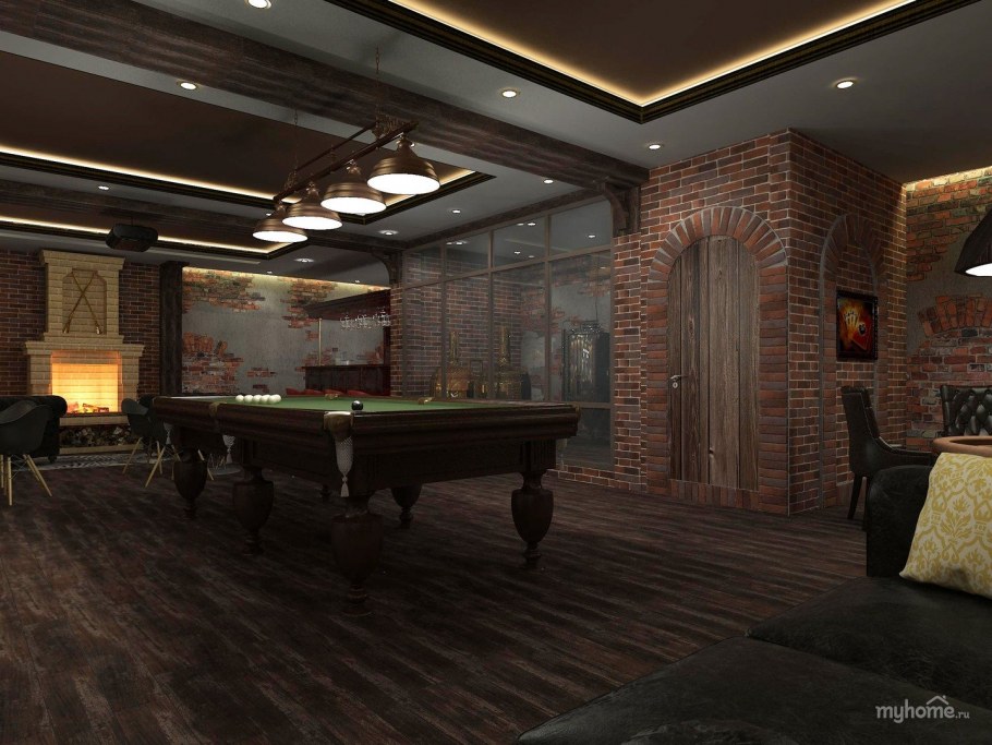 Бильярдная комната в стиле лофт