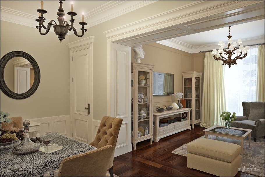 Интерьер гостиной в сталинке