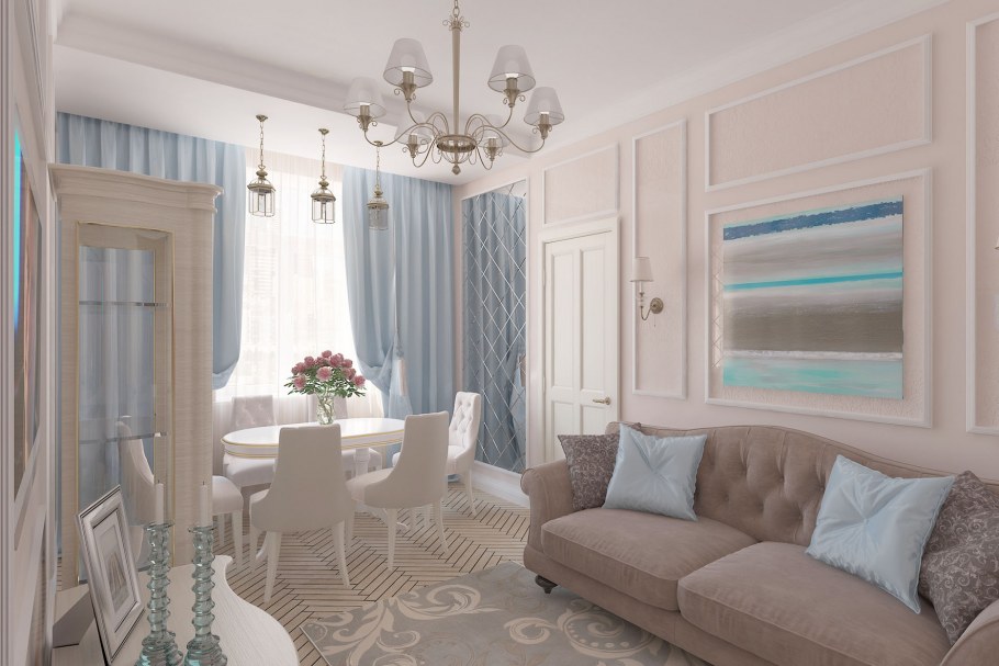 Интерьер гостиной в сталинке