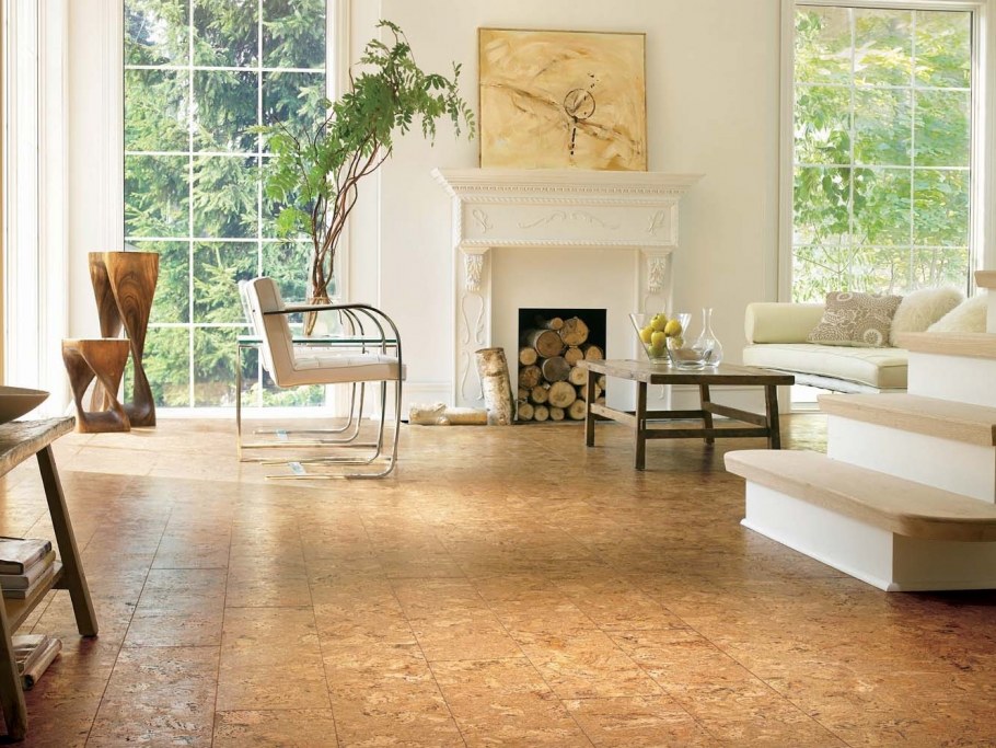 Пробка напольная в интерьере