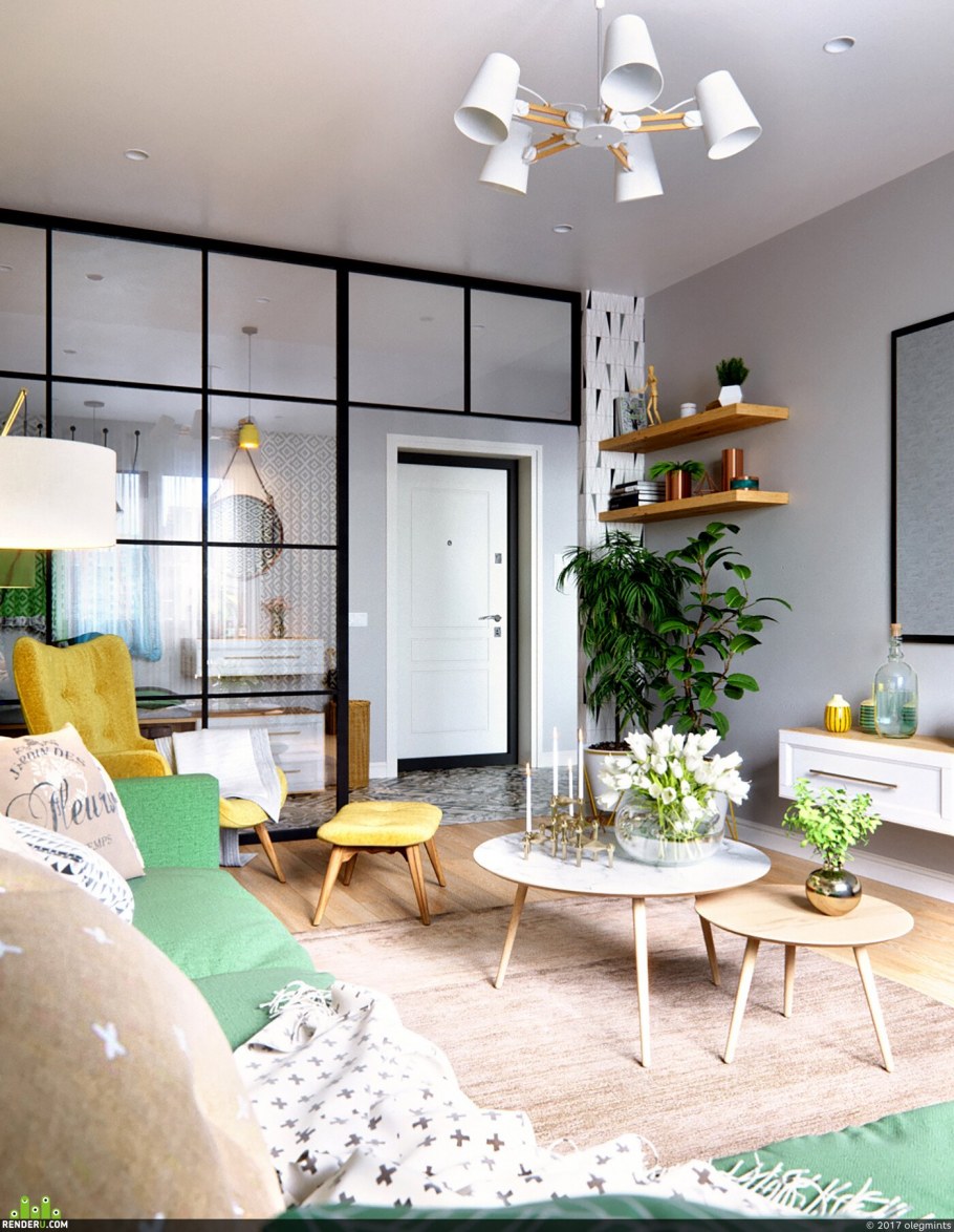 Скандинавский интерьер мидсенчури