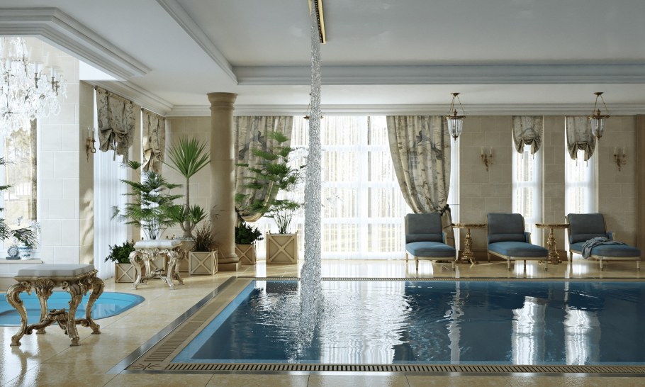 Интерьер бассейна в коттедже