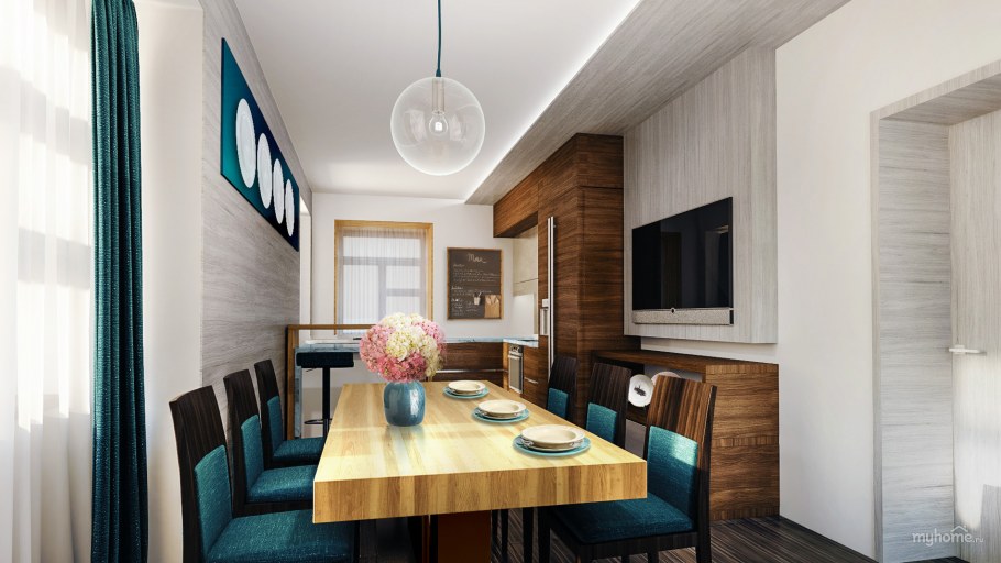 Асимметрия в интерьере кухни