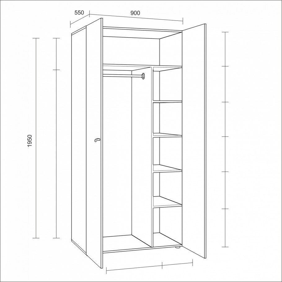 Шкаф угловой Эрика 900x900x2200x550 венге/дуб молочный
