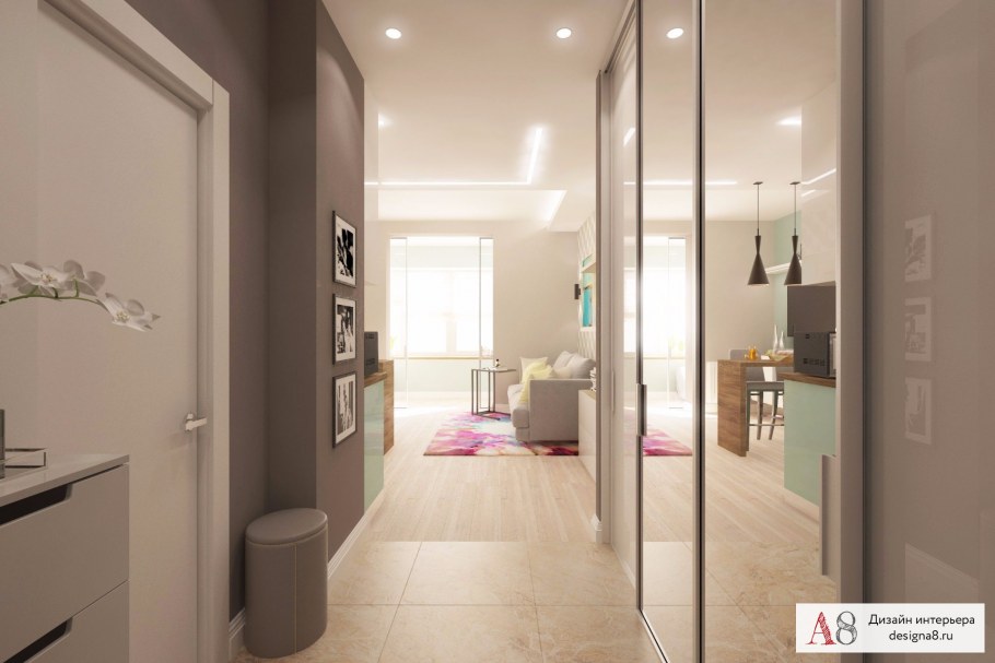 Зона прихожей в квартире студии