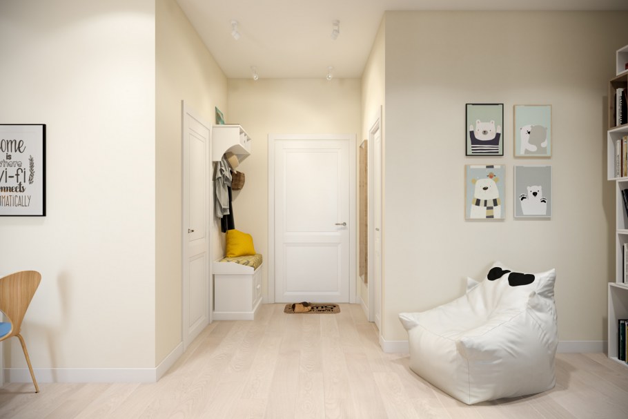 Прихожая-гостиная в скандинавском стиле
