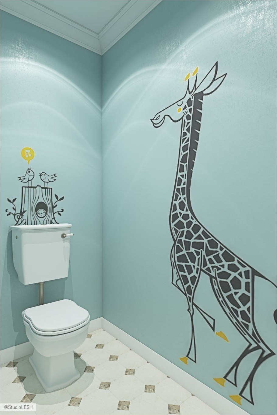 Разрисованные стены в туалете