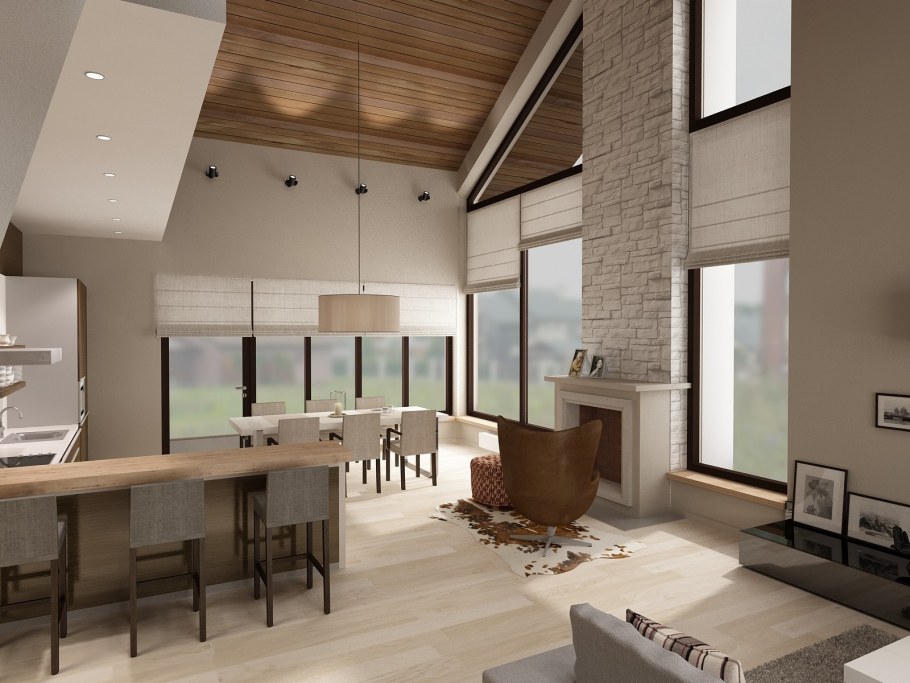 Одноэтажный дом без потолка