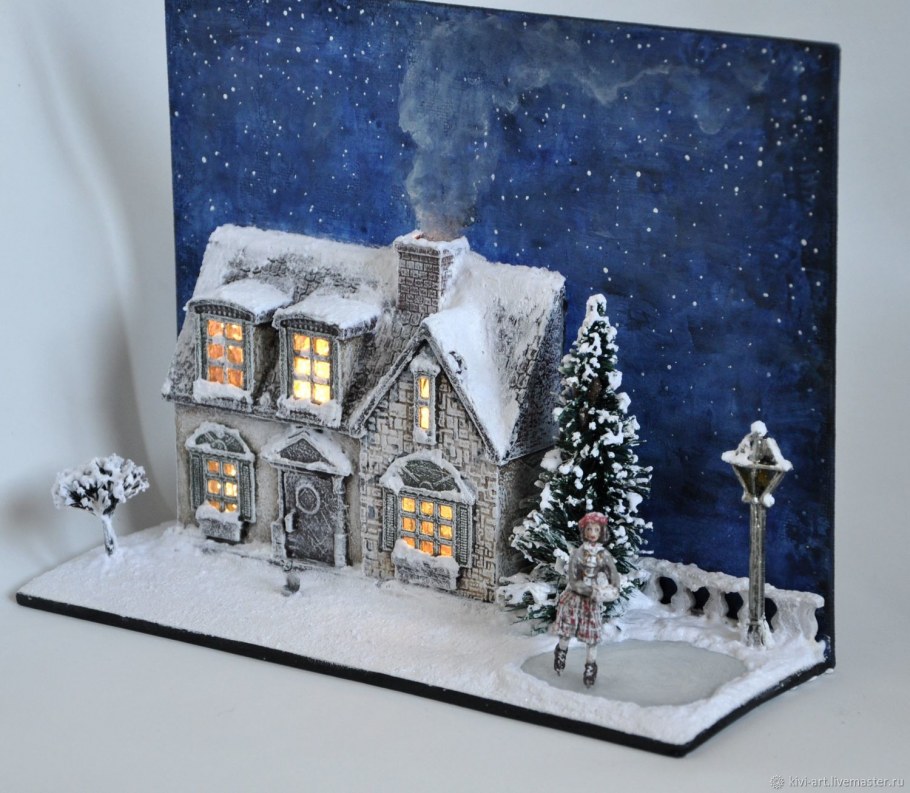 Новогодняя композиция с домиком