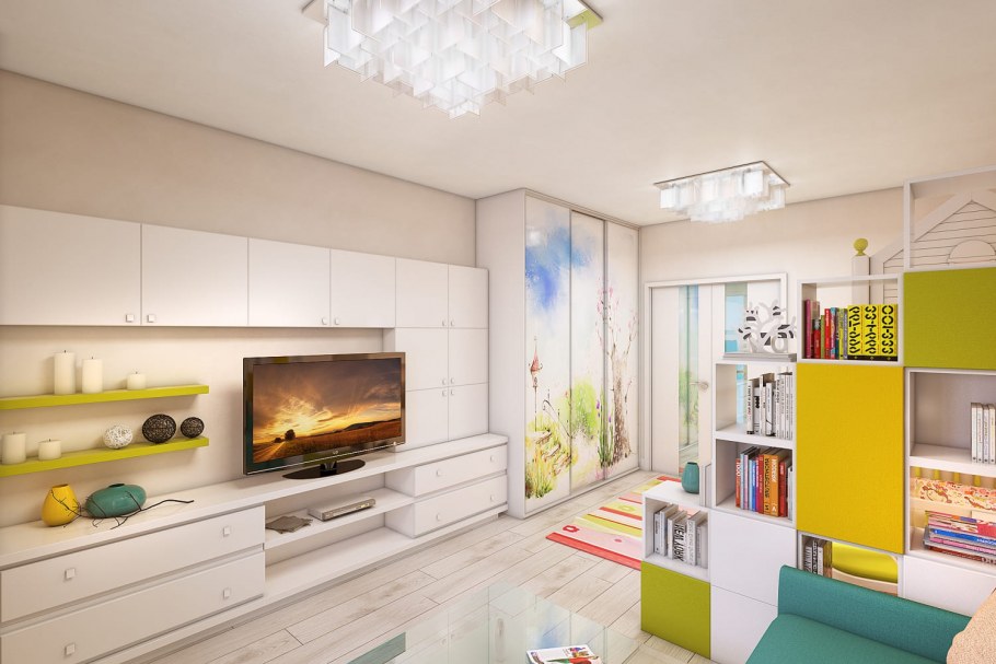 Интерьер однушки для семьи