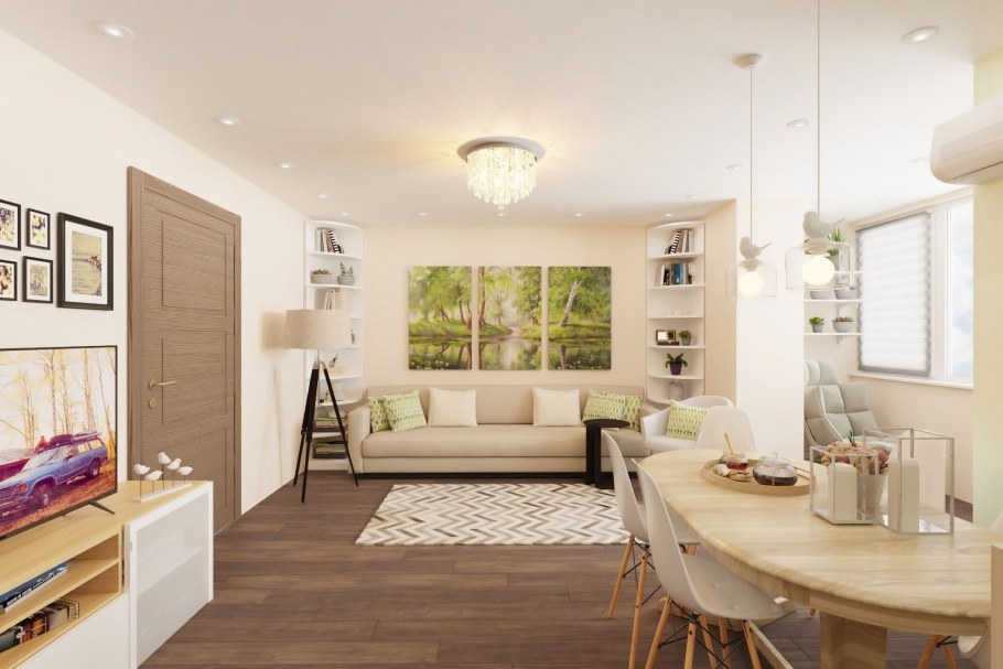 Спальня с обеденной зоной