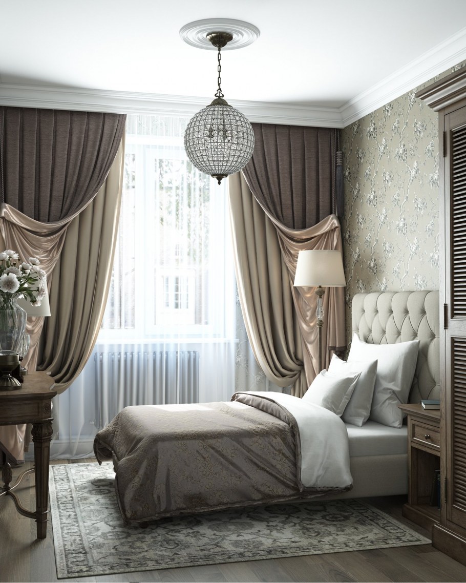 Стильные шторы в спальню