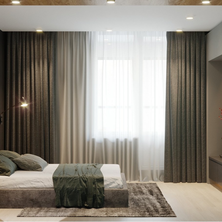 Шторы в спальню в современном стиле