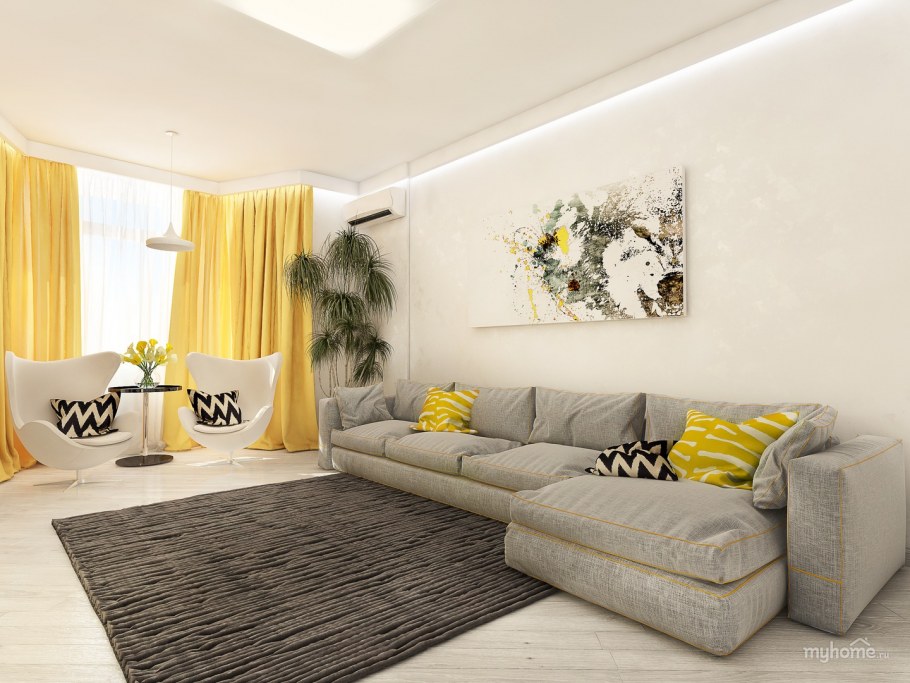 Горчичные акценты в интерьере