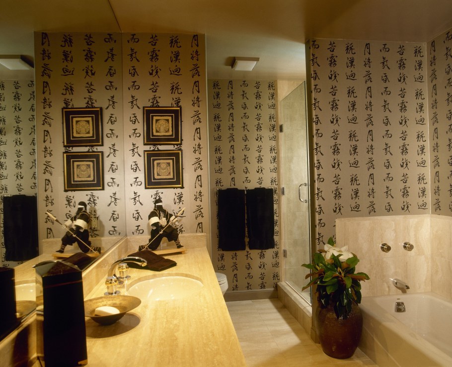 Китайские мотивы в интерьере в ванной